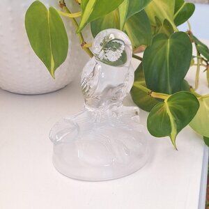 Vintage OWL crystal glass statue bird figurine sculpture Cristal D’Arques
